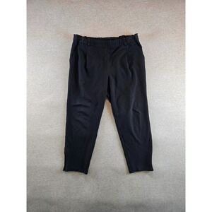 St John Collection Pants Women 14‎ Caviar Black Ponte Knit Ankle Zip Midrise USA